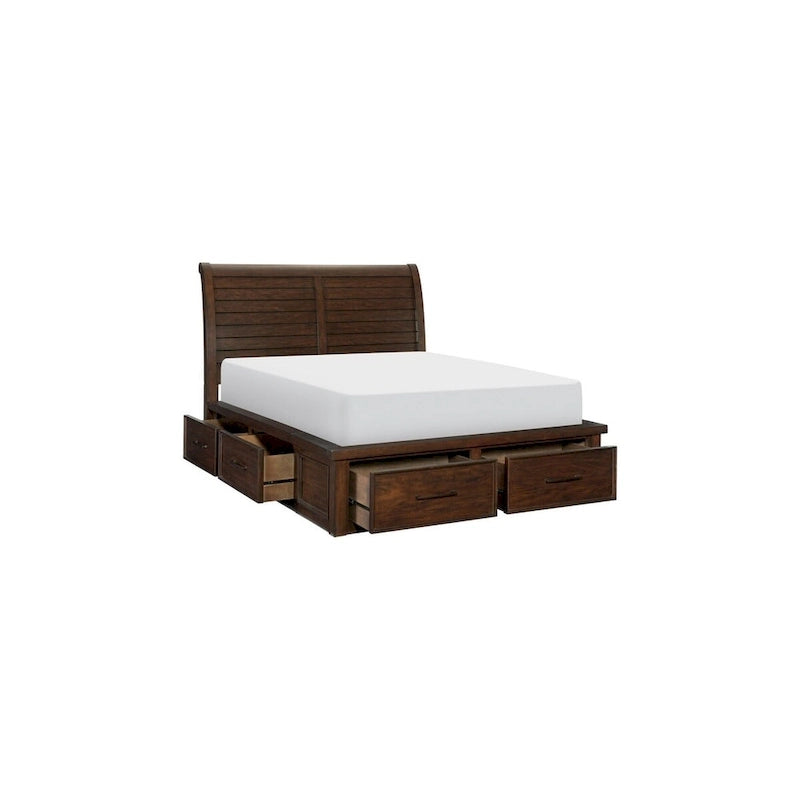 Salma 5 Piece Brown Modern Storage Sleigh Platform Bedroom Set