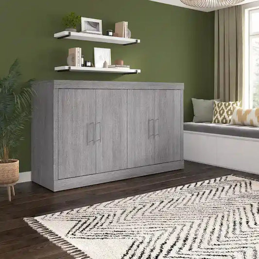 Nebula 75W Queen Cabinet Bed with Mattress for Guest Room by Bestar