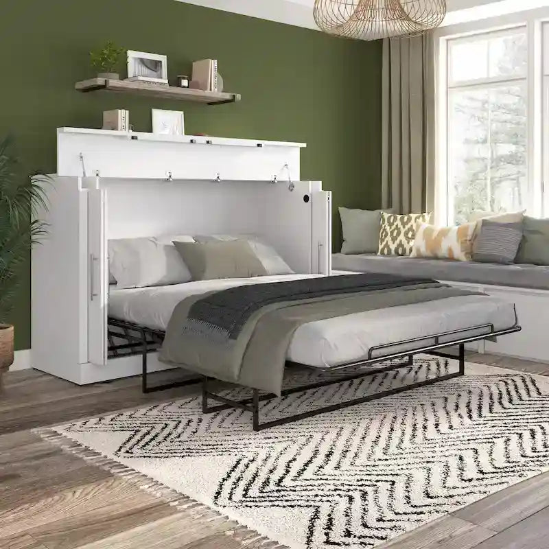 Nebula 75W Queen Cabinet Bed with Mattress for Guest Room by Bestar