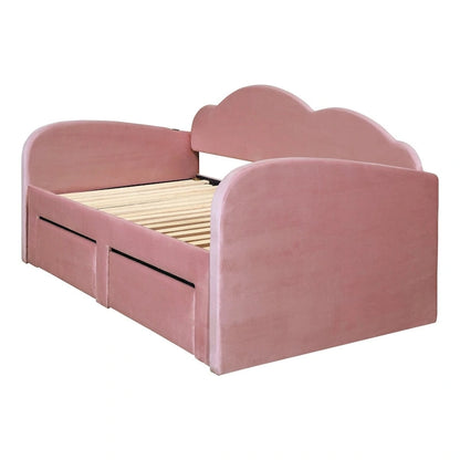 Twin Size Upholstered daybed with Trundle & 2 Drawers