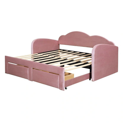 Twin Size Upholstered daybed with Trundle & 2 Drawers