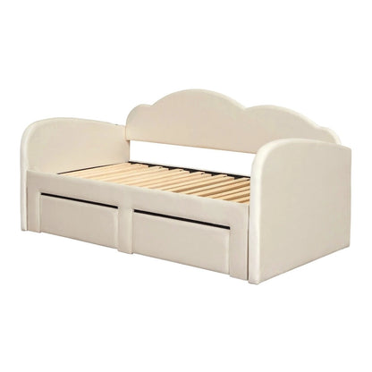 Twin Size Upholstered daybed with Trundle & 2 Drawers