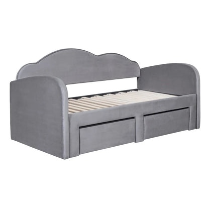 Twin Size Upholstered daybed with Trundle & 2 Drawers