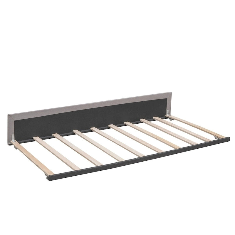 CUSchoice Queen Size Linen Fabric Platform Bed with 2 Drawers and Twin XL Trundle