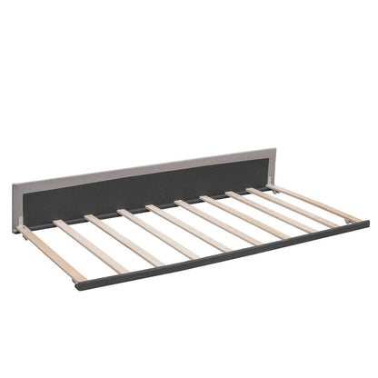 CUSchoice Queen Size Linen Fabric Platform Bed with 2 Drawers and Twin XL Trundle