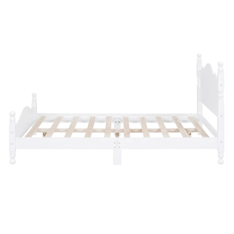 Full Size Retro Style Wood Platform Bed Frame with Headboard and Wooden Slat Support