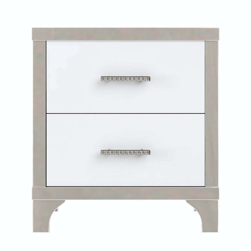 Elegant High Gloss Mirrored Nightstand with Metal Handle