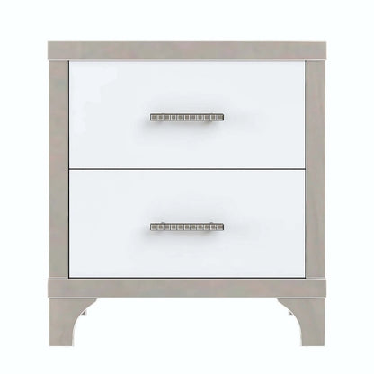 Elegant High Gloss Mirrored Nightstand with Metal Handle