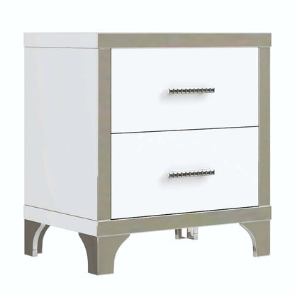 Elegant High Gloss Mirrored Nightstand with Metal Handle