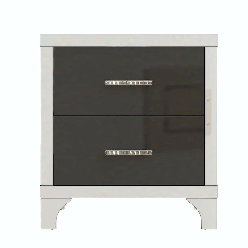 Elegant High Gloss Mirrored Nightstand with Metal Handle