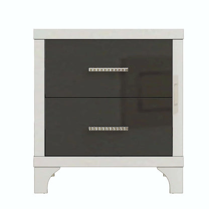 Elegant High Gloss Mirrored Nightstand with Metal Handle