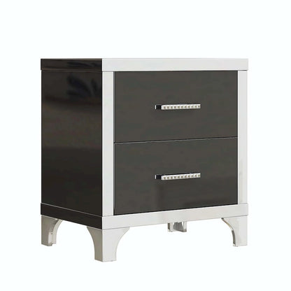 Elegant High Gloss Mirrored Nightstand with Metal Handle