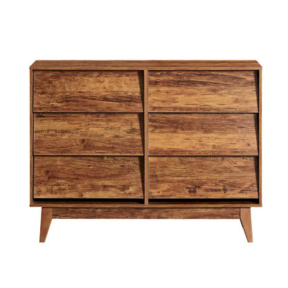 Mid-Century Modern 6-Draw Dresser with Bevel Design