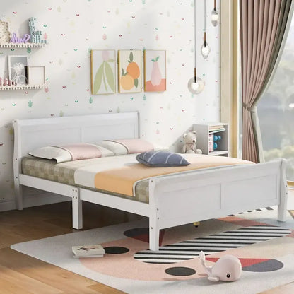 Oaks Aura Wood Platform Bed Twin Bed Frame Mattress Foundation Sleigh Bed with Headboard/Footboard/Wood Slat Support