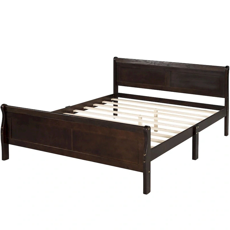 Oaks Aura Wood Platform Bed Twin Bed Frame Mattress Foundation Sleigh Bed with Headboard/Footboard/Wood Slat Support
