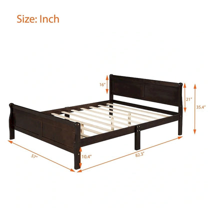 Oaks Aura Wood Platform Bed Twin Bed Frame Mattress Foundation Sleigh Bed with Headboard/Footboard/Wood Slat Support