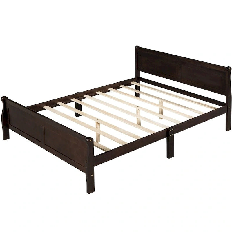 Oaks Aura Wood Platform Bed Twin Bed Frame Mattress Foundation Sleigh Bed with Headboard/Footboard/Wood Slat Support