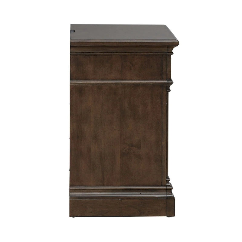 Arden Road Satin Cherry Bedroom Wood Nightstand with Charging Station