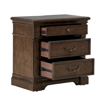 Arden Road Satin Cherry Bedroom Wood Nightstand with Charging Station