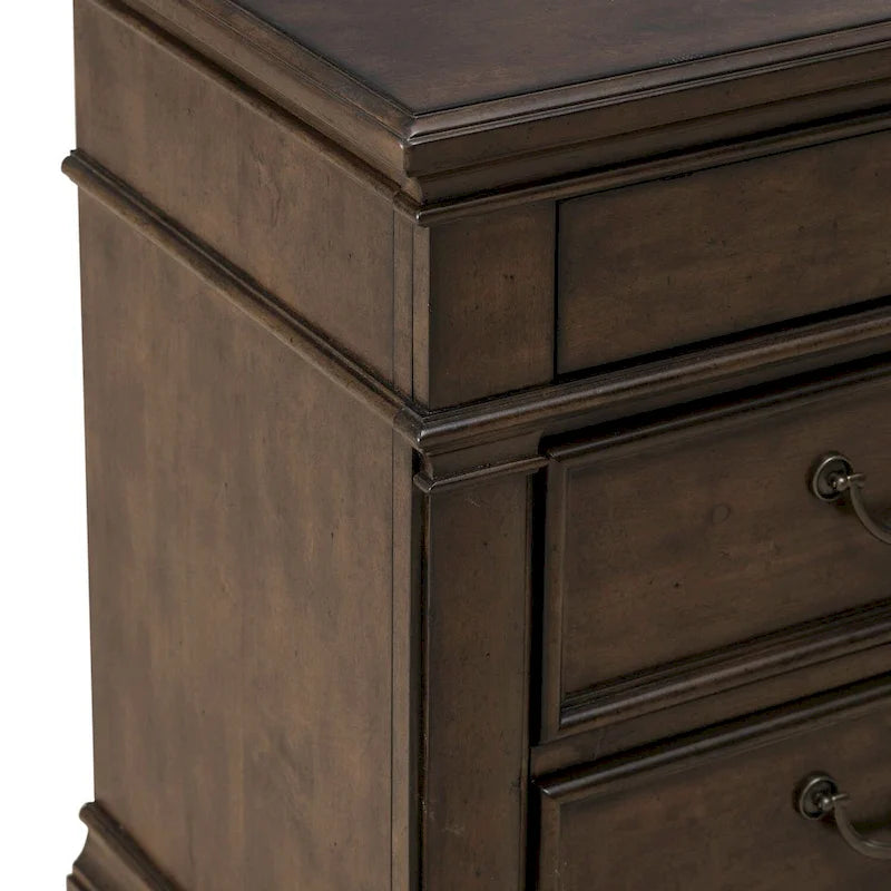 Arden Road Satin Cherry Bedroom Wood Nightstand with Charging Station