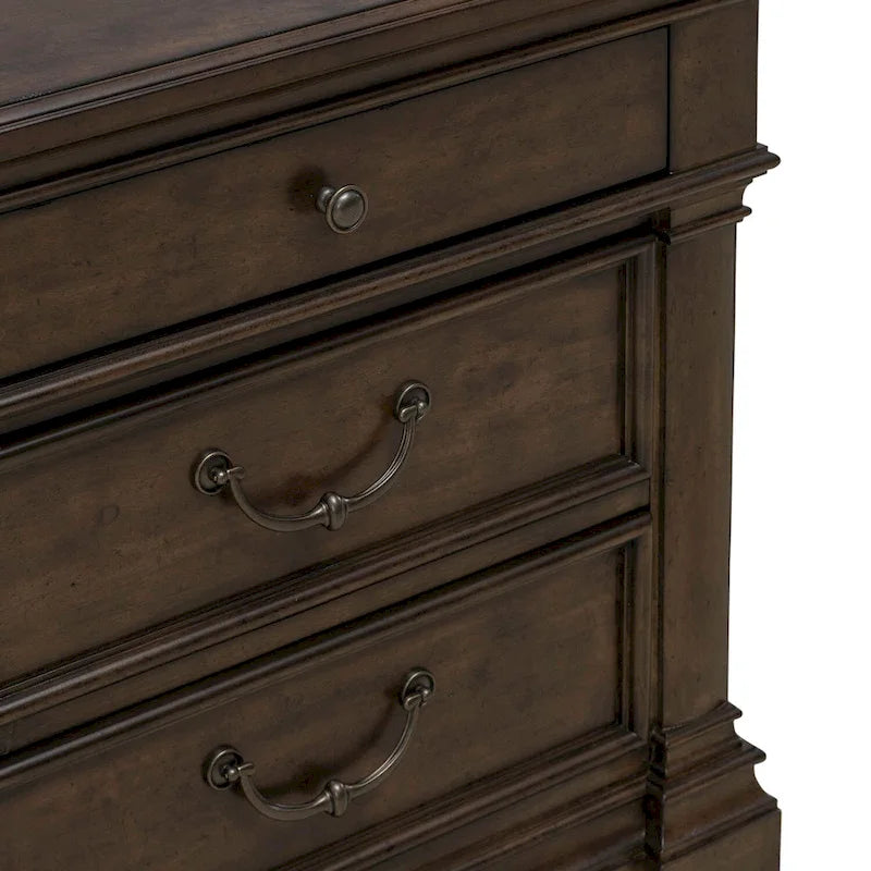 Arden Road Satin Cherry Bedroom Wood Nightstand with Charging Station