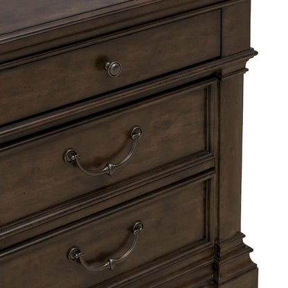 Arden Road Satin Cherry Bedroom Wood Nightstand with Charging Station