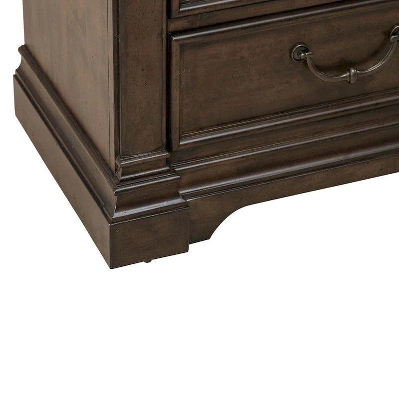 Arden Road Satin Cherry Bedroom Wood Nightstand with Charging Station