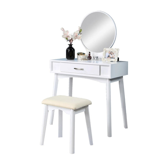 Contemporary Wood Vanity and Stool Set