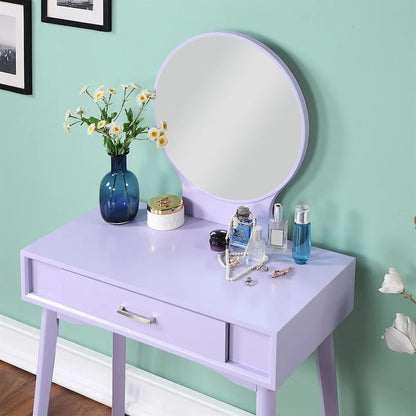 Contemporary Wood Vanity and Stool Set