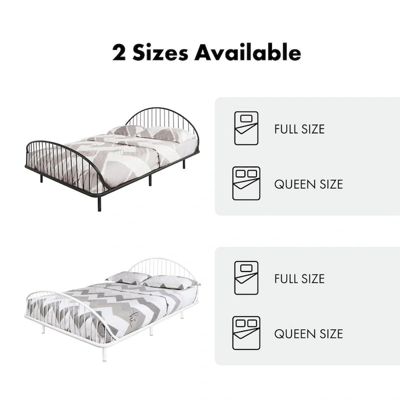 Furniture of America Duke Curved Metal Powder Coated Bed Frame, No Box Spring Needed
