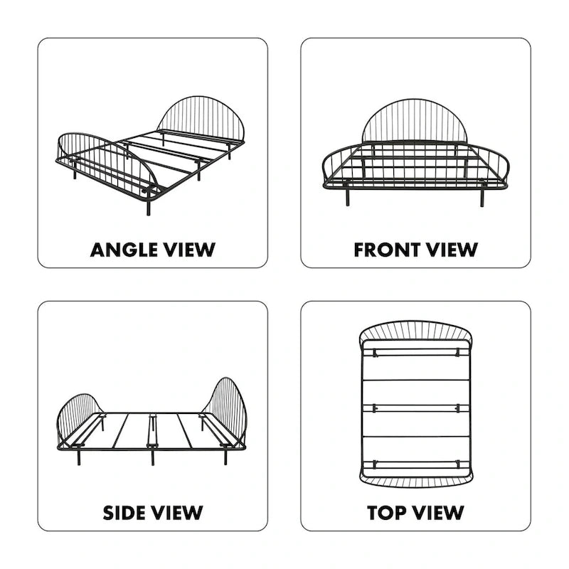 Furniture of America Duke Curved Metal Powder Coated Bed Frame, No Box Spring Needed