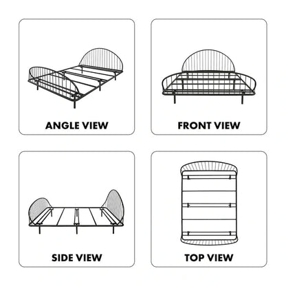 Furniture of America Duke Curved Metal Powder Coated Bed Frame, No Box Spring Needed