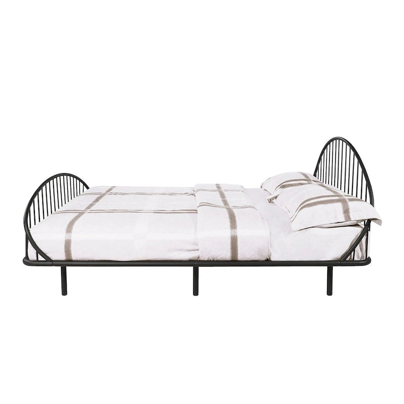 Furniture of America Duke Curved Metal Powder Coated Bed Frame, No Box Spring Needed