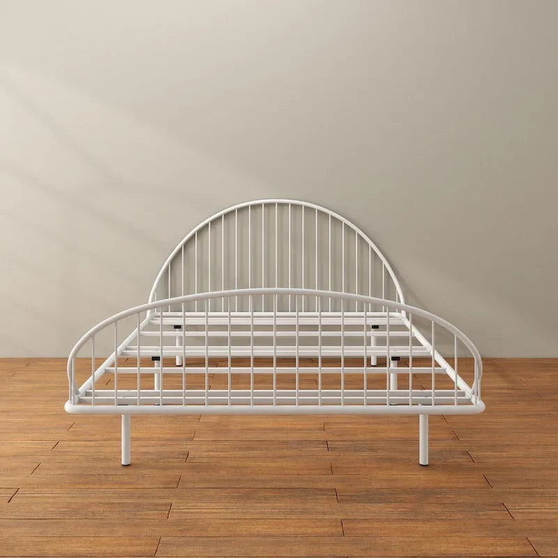 Furniture of America Duke Curved Metal Powder Coated Bed Frame, No Box Spring Needed