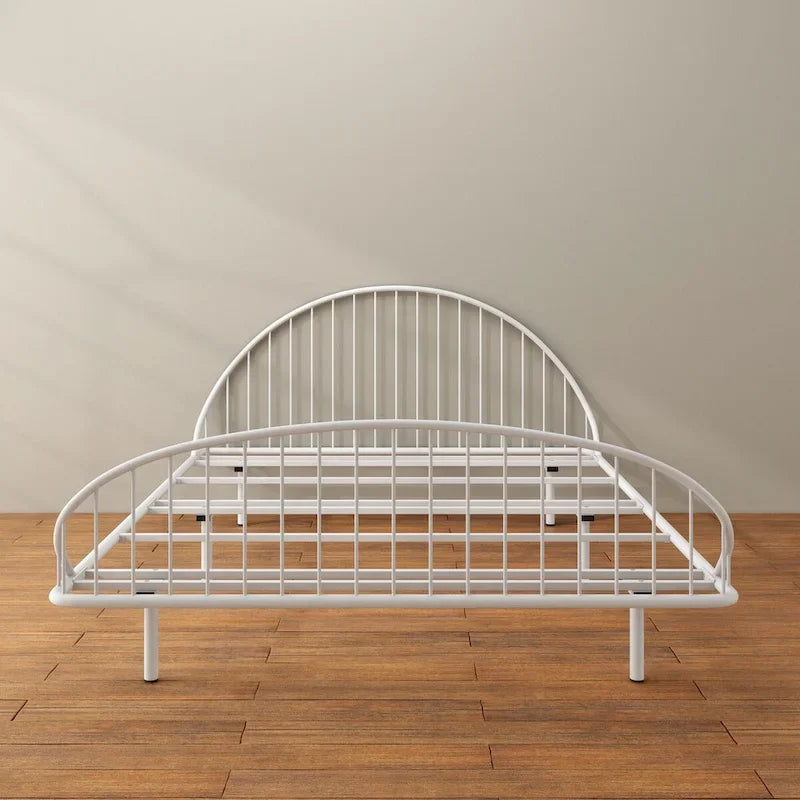 Furniture of America Duke Curved Metal Powder Coated Bed Frame, No Box Spring Needed