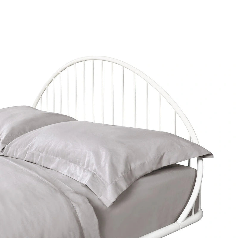 Furniture of America Duke Curved Metal Powder Coated Bed Frame, No Box Spring Needed