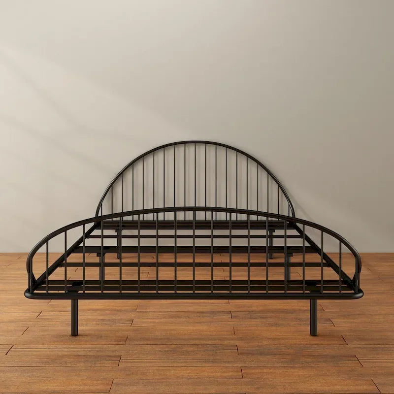 Furniture of America Duke Curved Metal Powder Coated Bed Frame, No Box Spring Needed