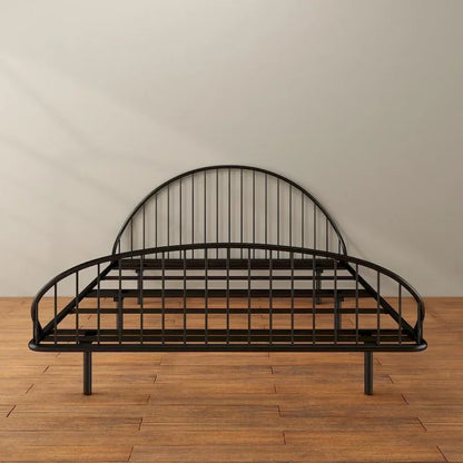 Furniture of America Duke Curved Metal Powder Coated Bed Frame, No Box Spring Needed