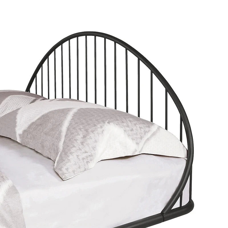 Furniture of America Duke Curved Metal Powder Coated Bed Frame, No Box Spring Needed
