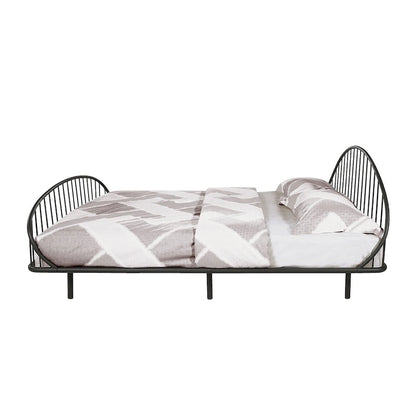 Furniture of America Duke Curved Metal Powder Coated Bed Frame, No Box Spring Needed