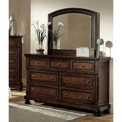 Master Bedroom Set 5pc Classic Brown Cherry Finish Platform Storage Bed