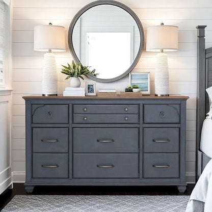 Bridgevine Home Americana Dresser, No Assembly Required, Corduroy Blue Finish