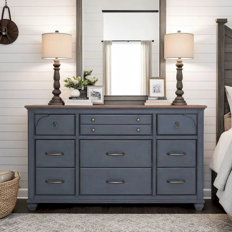 Bridgevine Home Americana Dresser, No Assembly Required, Corduroy Blue Finish