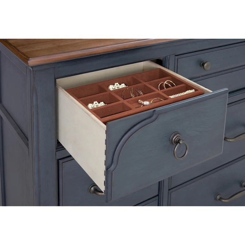 Bridgevine Home Americana Dresser, No Assembly Required, Corduroy Blue Finish