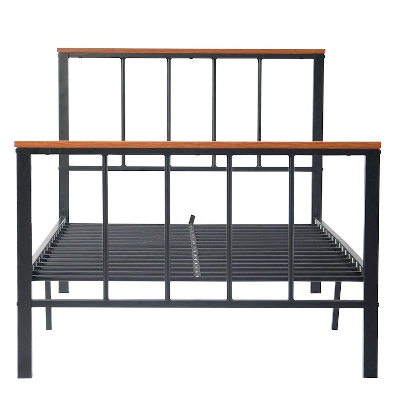 Mieres Industrial Metal Platform Bed Frame with Headboard & Footboard