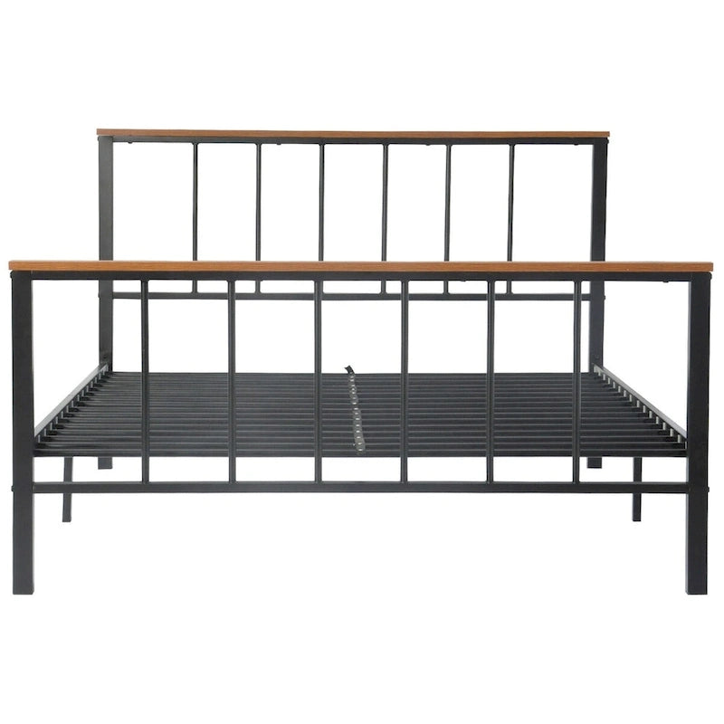 Mieres Industrial Metal Platform Bed Frame with Headboard & Footboard
