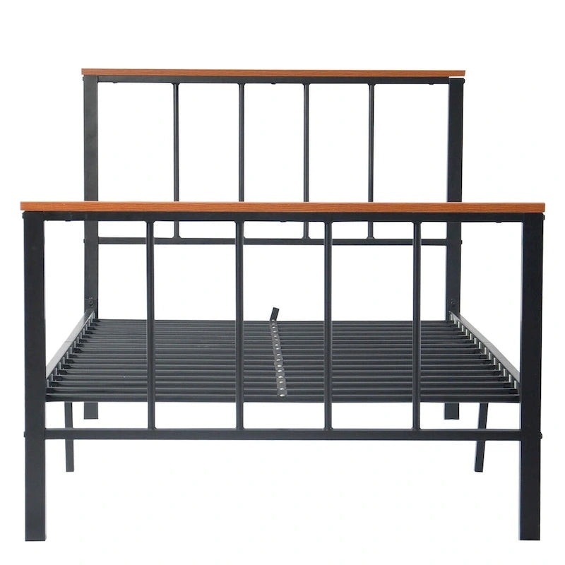 Mieres Industrial Metal Platform Bed Frame with Headboard & Footboard