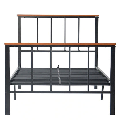 Mieres Industrial Metal Platform Bed Frame with Headboard & Footboard