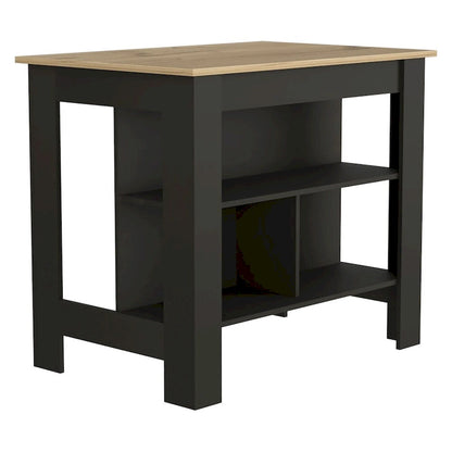 40.5 in. W Wood Kitchen Island Dining Table with 3 Shelves