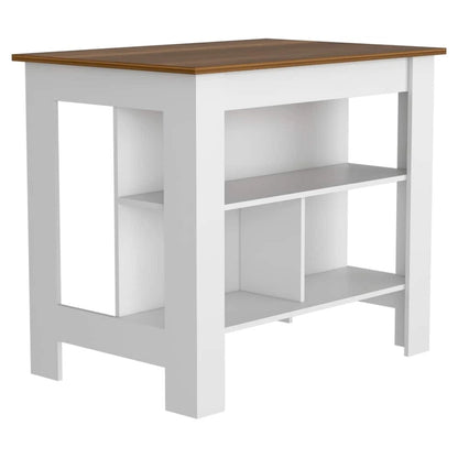 40.5 in. W Wood Kitchen Island Dining Table with 3 Shelves